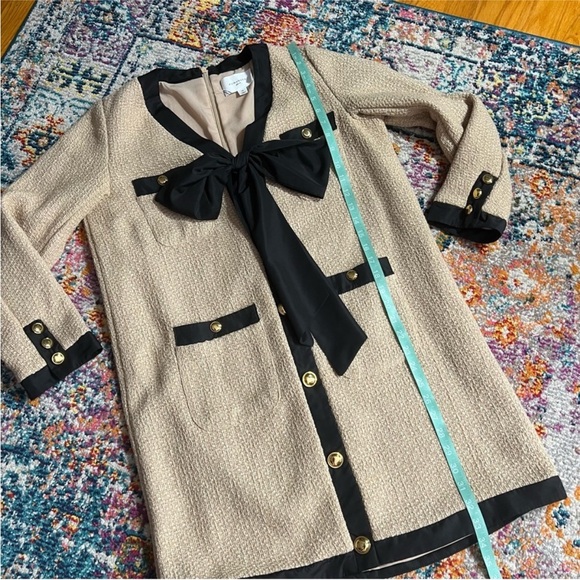 Tan Coco Tweed Bow Dress POMANDER PLACE medium - Picture 12 of 16